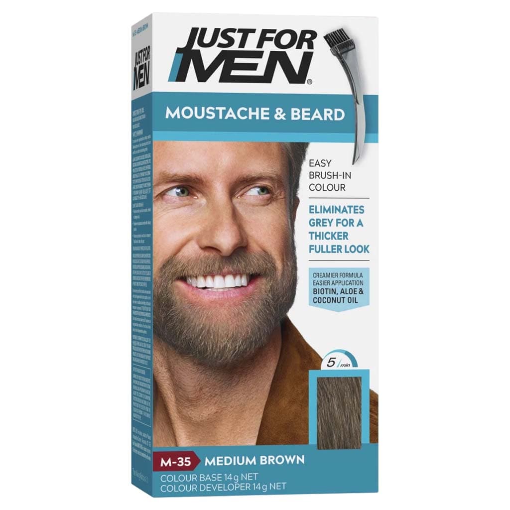 رنگ ریش و سبیل مردانه جاست فور من Just For Men اصل مدل Moustache and Beard | پوشش کامل موهای خاکستری صورت در 5 دقیقه — تصویر ۲
