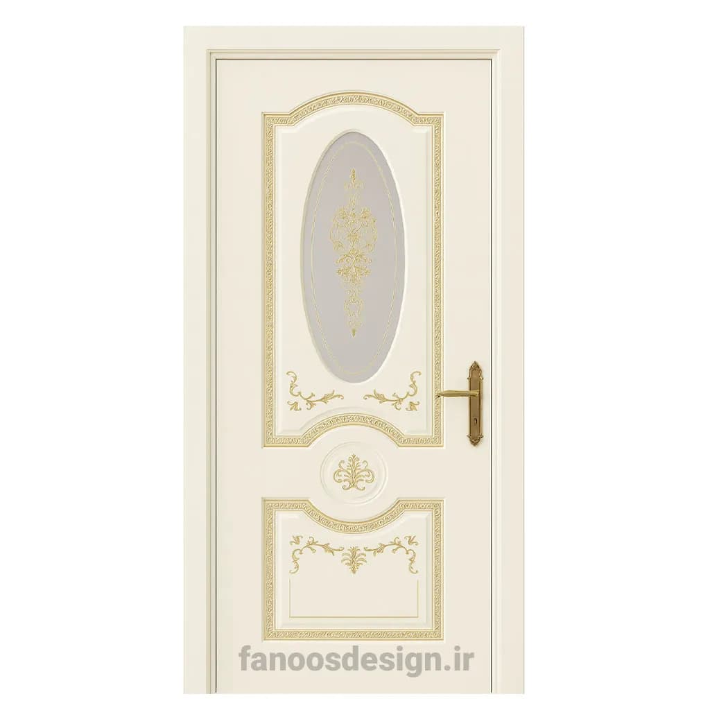 درب کلاسیک مدل سلطنتی با شیشه تزئینی طلایی کد 30715