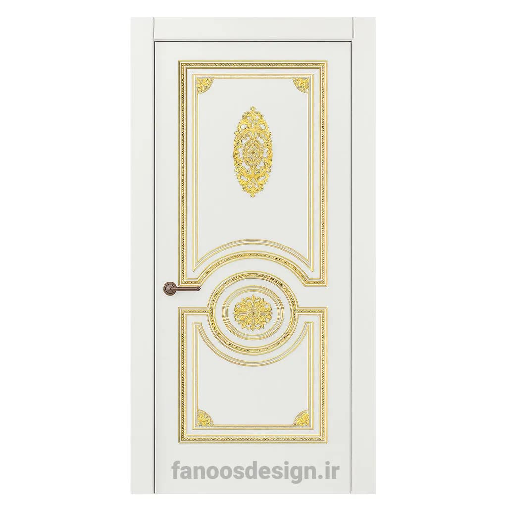 درب کلاسیک MDF طوسی با طرح منبت طلایی مدل سلطنتی کد 30643