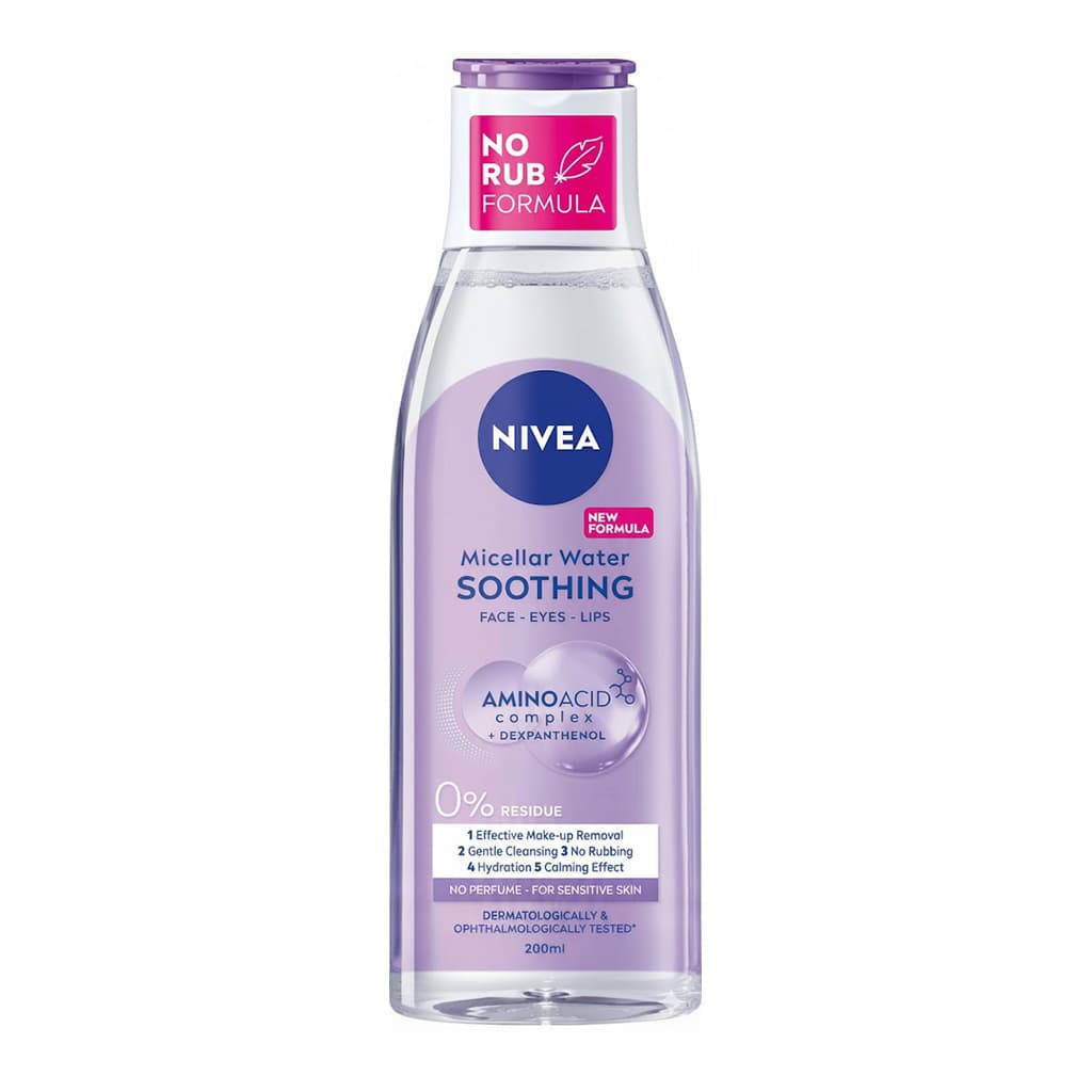 میسلار واتر صورت و چشم و لب نیوا Nivea مدل Soothing حجم 200 میل | مناسب پوست حساس