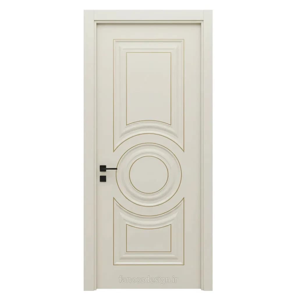 درب اتاق کلاسیک MDF با خطوط طلایی تزئینی (طرح قاب‌دار برجسته)کد 30604