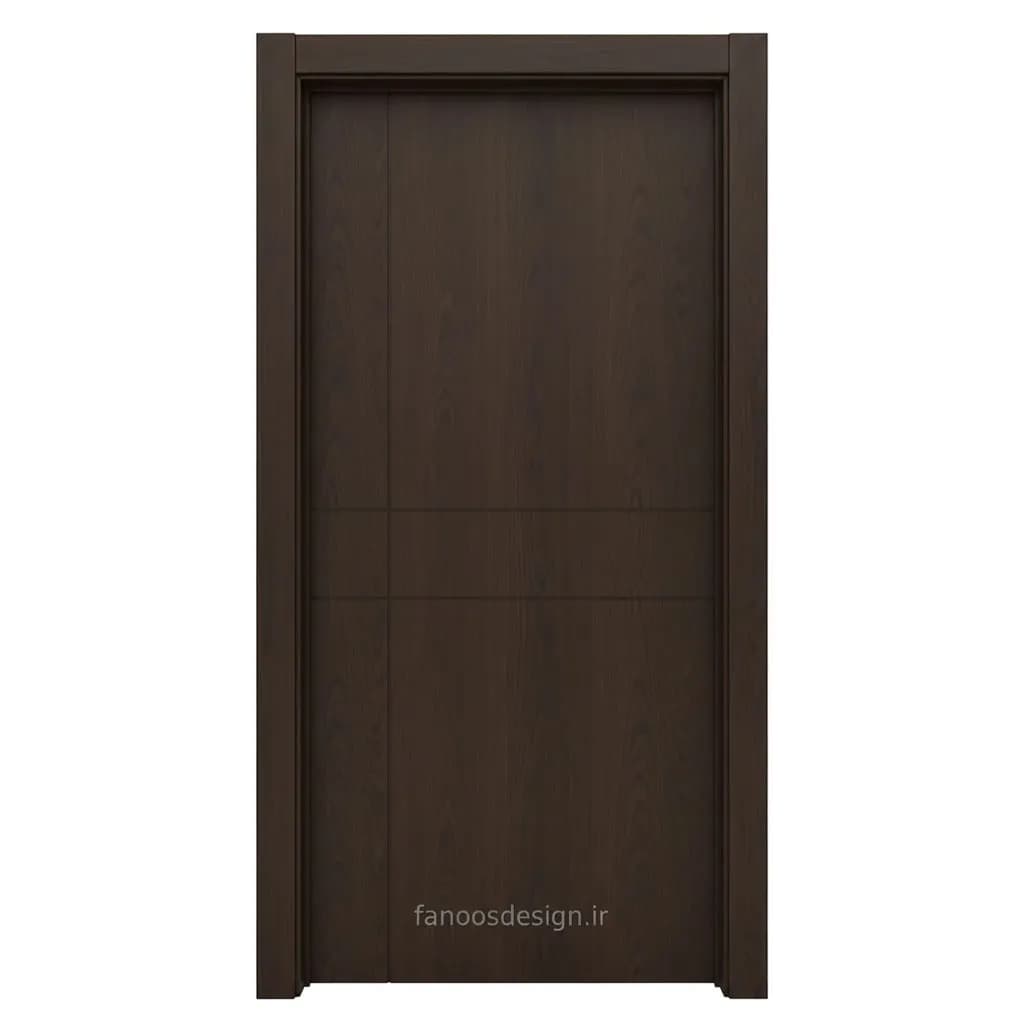 درب مخفی مدرن با پنل چوبی تیره و طراحی دیوارکوب اسلیتدار کد 30571