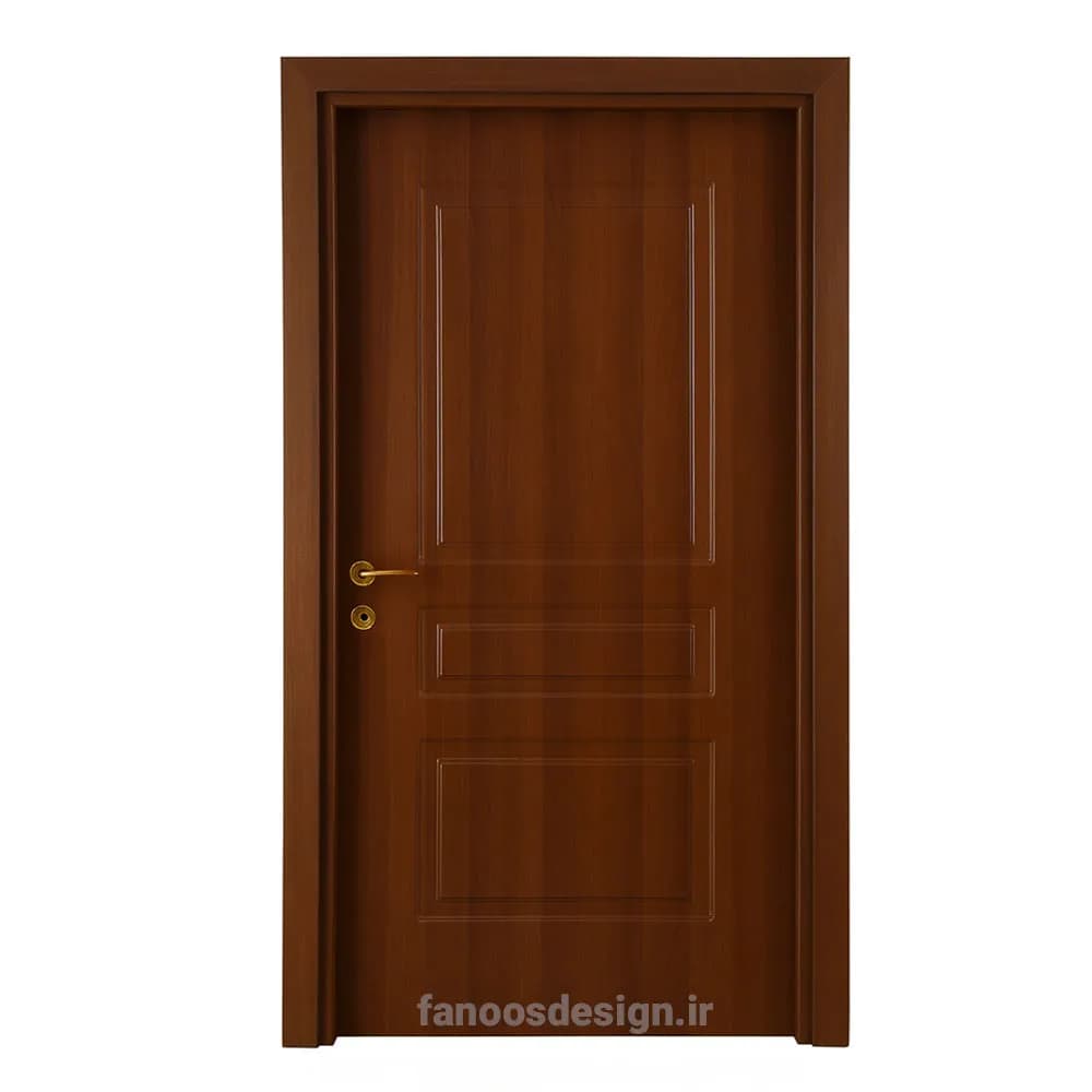 درب اتاقی چوبی کلاسیک طرح سه‌خطی با رنگ فندقی کد 30508