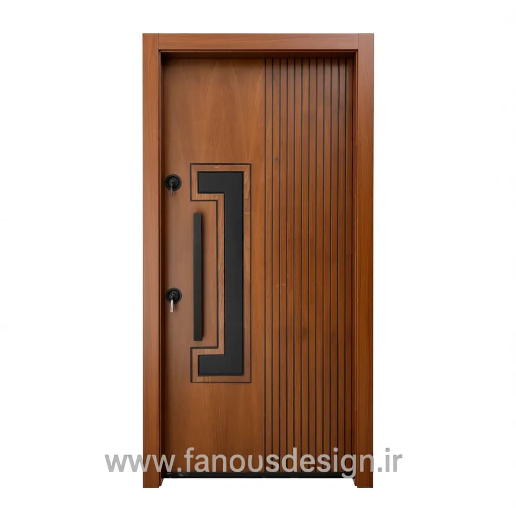 درب ضد سرقت مدرن با قاب مشکی و طرح هندسی مدل آتریوم کد 30401