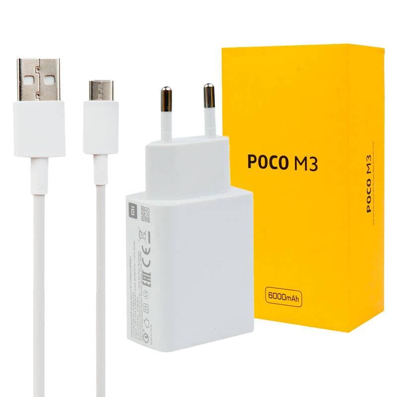 شارژر اصلی فست شارژ گوشی Xiaomi POCO M3 QC3 22.5W + کابل اصلی + جعبه گوشی