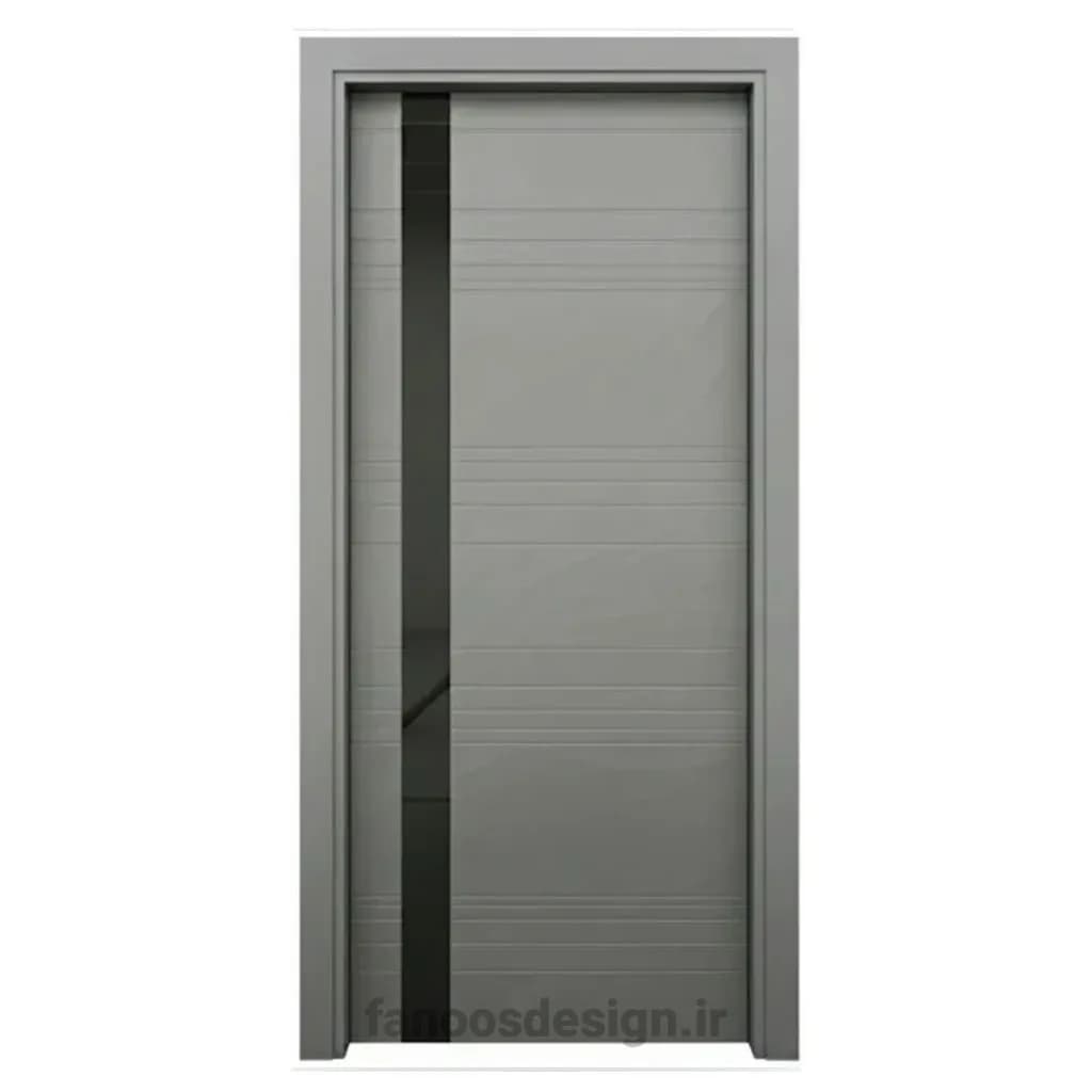 درب MDF طوسی مشکی مدرن طرح شیار افقی کد 30291