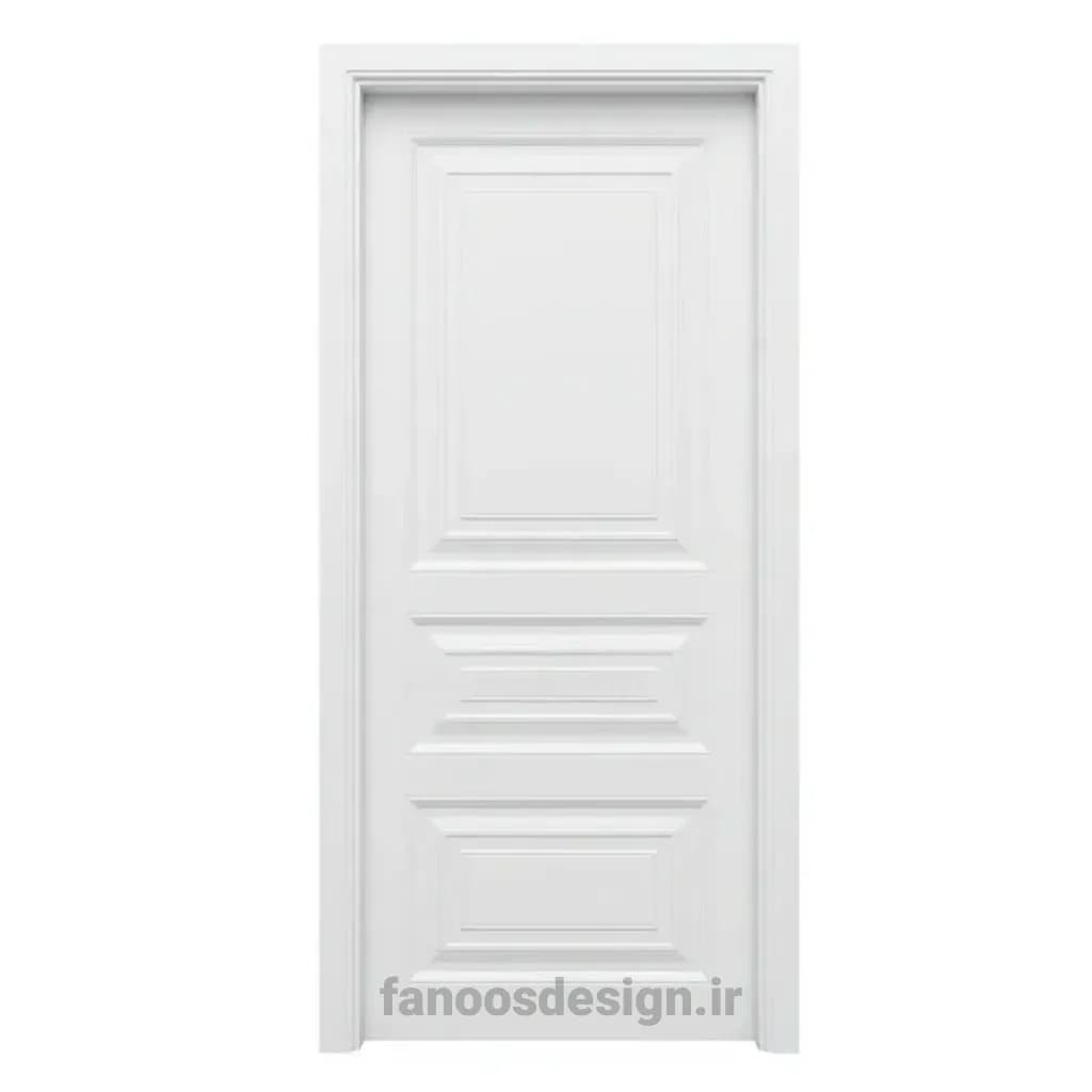 درب MDF کلاسیک سفید با طرح برجسته و قابکاری ظریف کد 30295