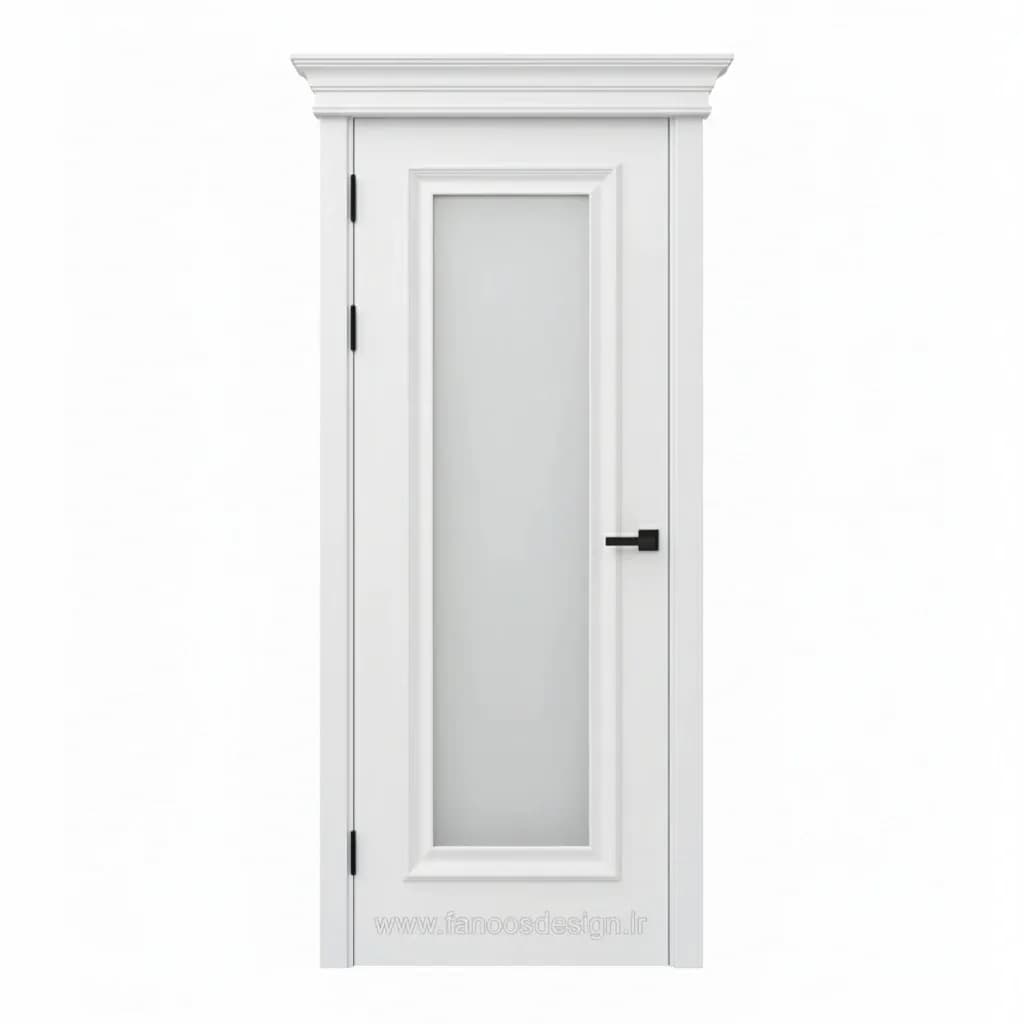 درب MDF سفید شیشه‌خور مدل فریم برجسته مدرن کد 30282
