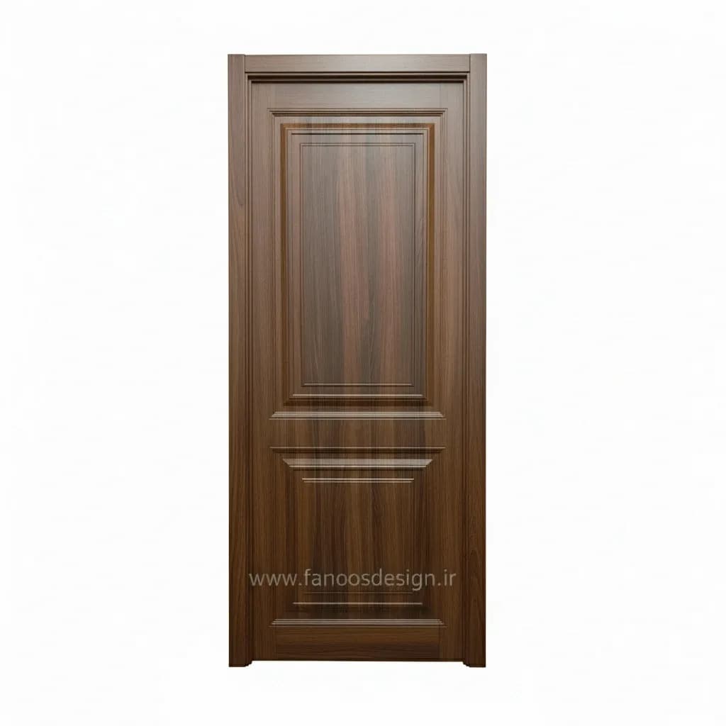 درب اتاقی MDF طرح چوب گردویی مدل دو‌قاب کلاسیک کد 30269