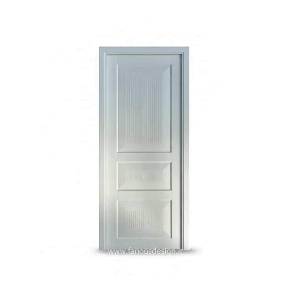 درب اتاقی MDF سفید طرح سه‌قاب با ابزار شیار عمودی کد 30261
