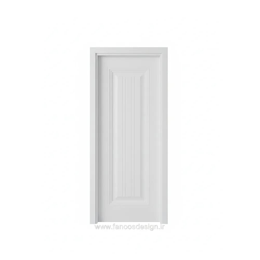 درب اتاقی MDF سفید طرح قاب عمودی با ابزار شیار ظریف کد 30263