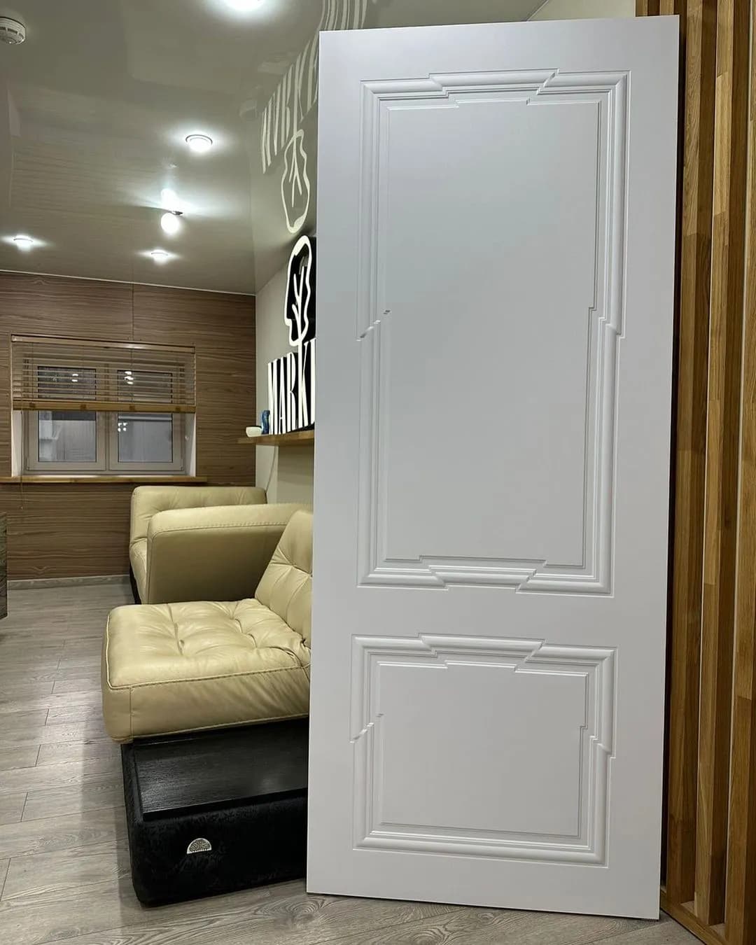 درب اتاقی MDF سفید مدل نئوکلاسیک طرح گوشه‌دار کد 30268 — تصویر ۲