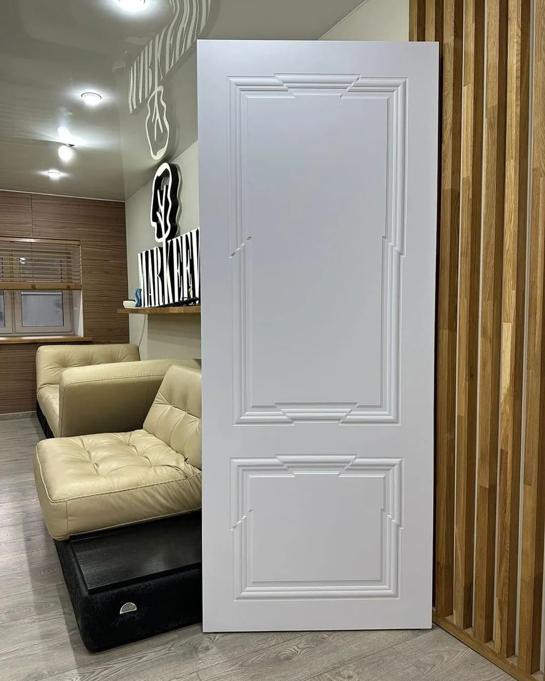 درب اتاقی MDF سفید مدل نئوکلاسیک طرح گوشه‌دار کد 30268 — تصویر ۴