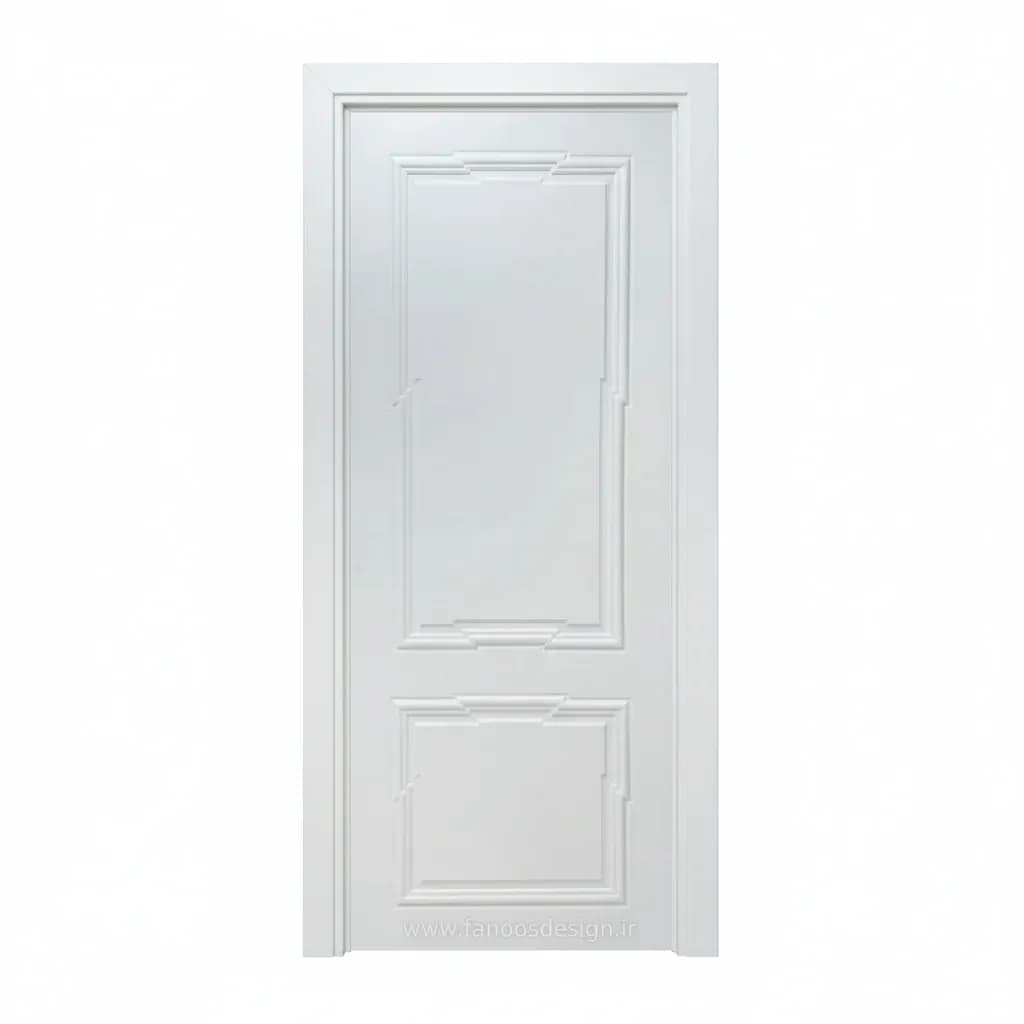 درب اتاقی MDF سفید مدل نئوکلاسیک طرح گوشه‌دار کد 30268