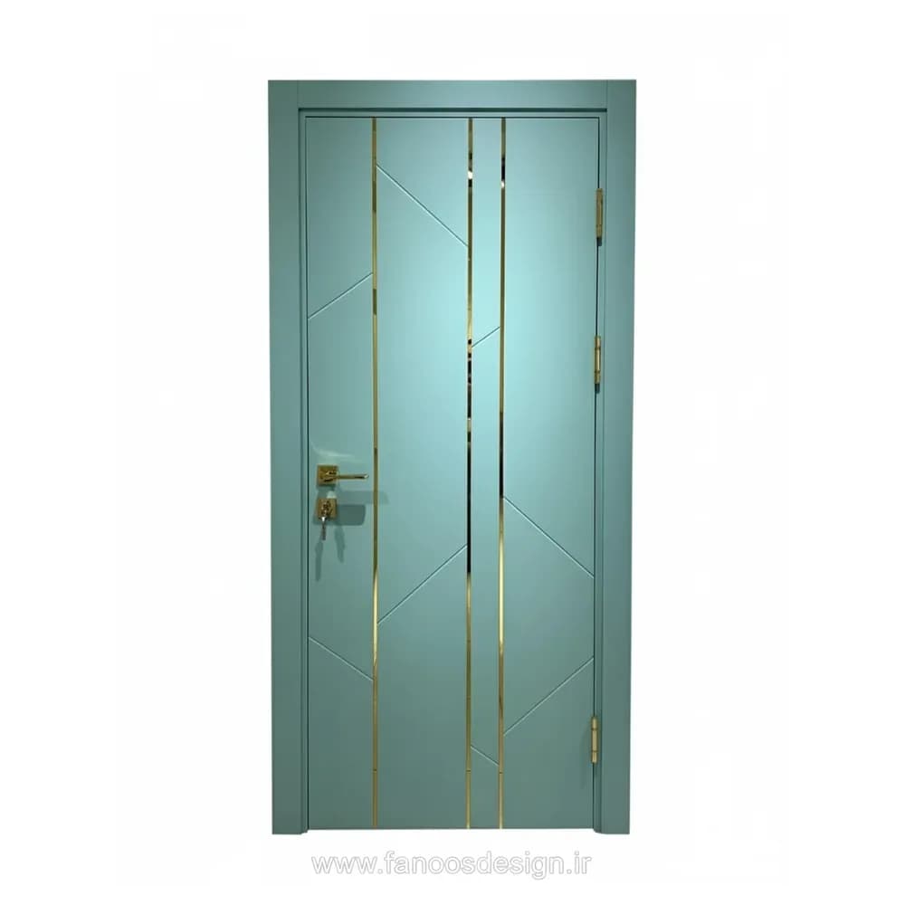 درب اتاقی مدرن فیروزه‌ای با نوار طلایی مدل دکوراتیو کد 30248