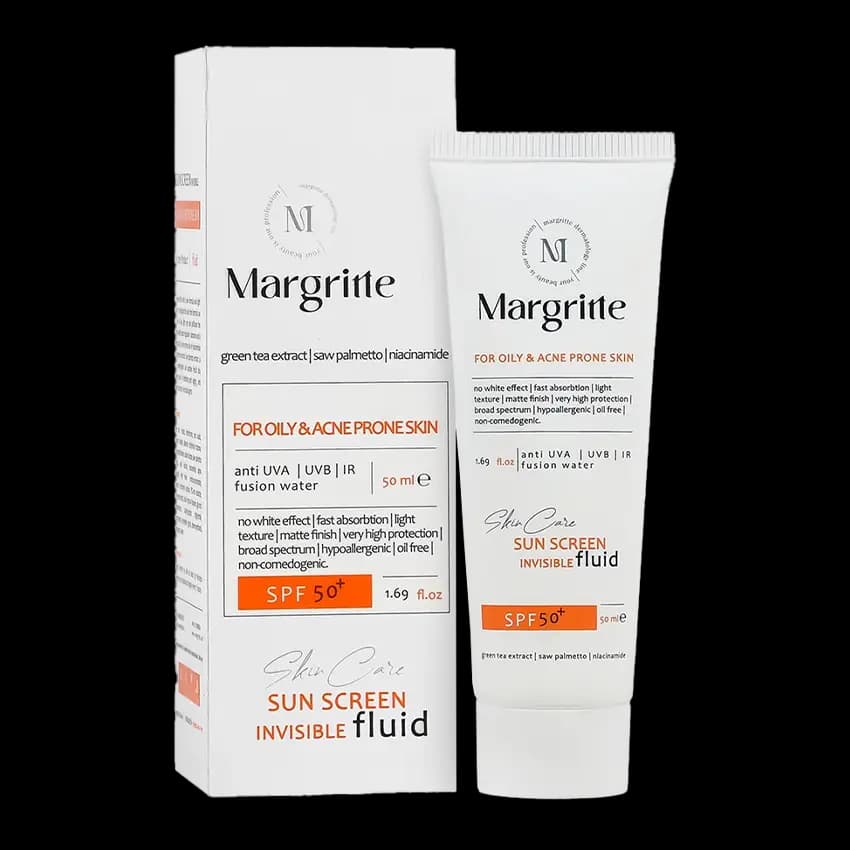 فلوئید ضد آفتاب بی رنگ پوست چرب مارگریت +SPF50 — تصویر ۲