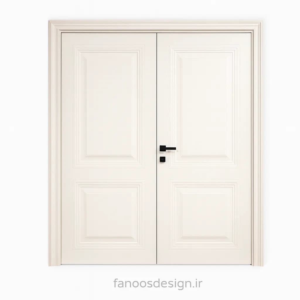 درب اتاق دو لنگه MDF سفید مدل کلاسیک کد 30237