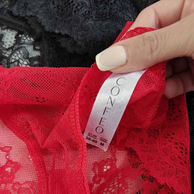 ست چهار تایی شورت توری زنانه مشکی قرمز برند COMFEO کد 804-510 — تصویر ۷