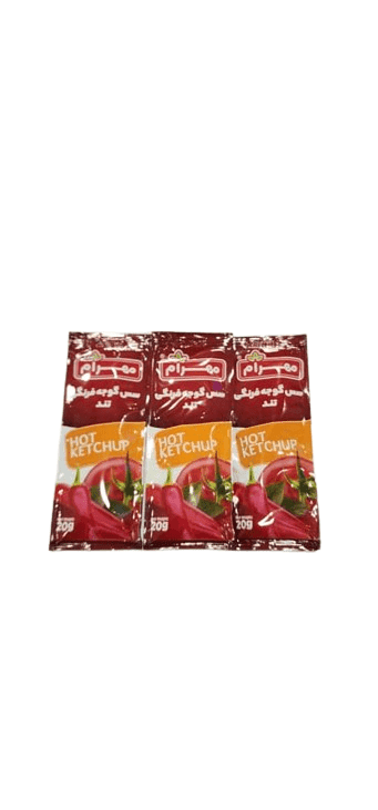 سس کچاپ تند ساشهای مهرام ۲۰ گرم کارتن 300 عددی Ketchup Picante en Sachet Mehram – 20 g – Caja de 300 unidades