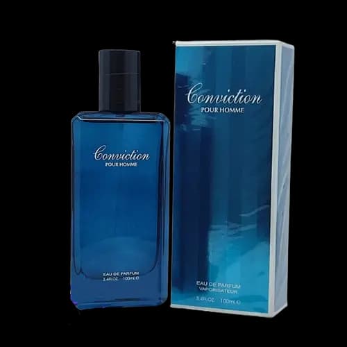 عطر و ادکلن دیویدوف کول واتر آبی (کانویکشن پورهوم) فراگرنس ورد ادو پرفیوم 100 میلی لیتر شرکتی | Fragrance World Conviction Pour Homme 100ml EDP