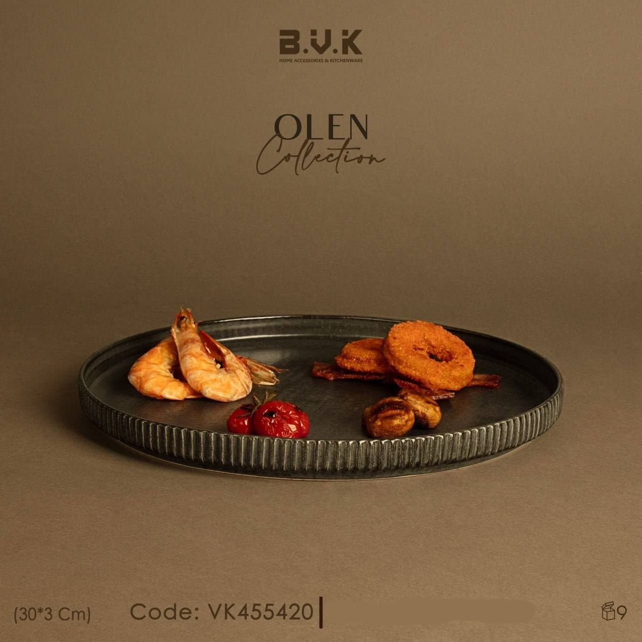 دیس تخت شیاردار گرد دودی B.V.K مدل Olen