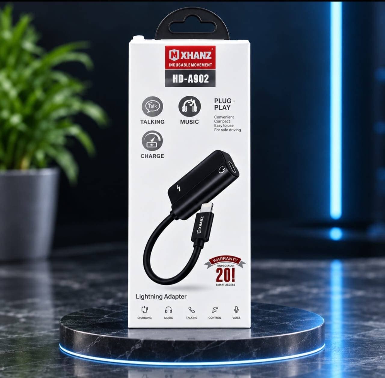 کابل تبدیل آیفونی اتصال همزمان هندزفری و شارژر برند ایکس هانز XHANX HD A902
