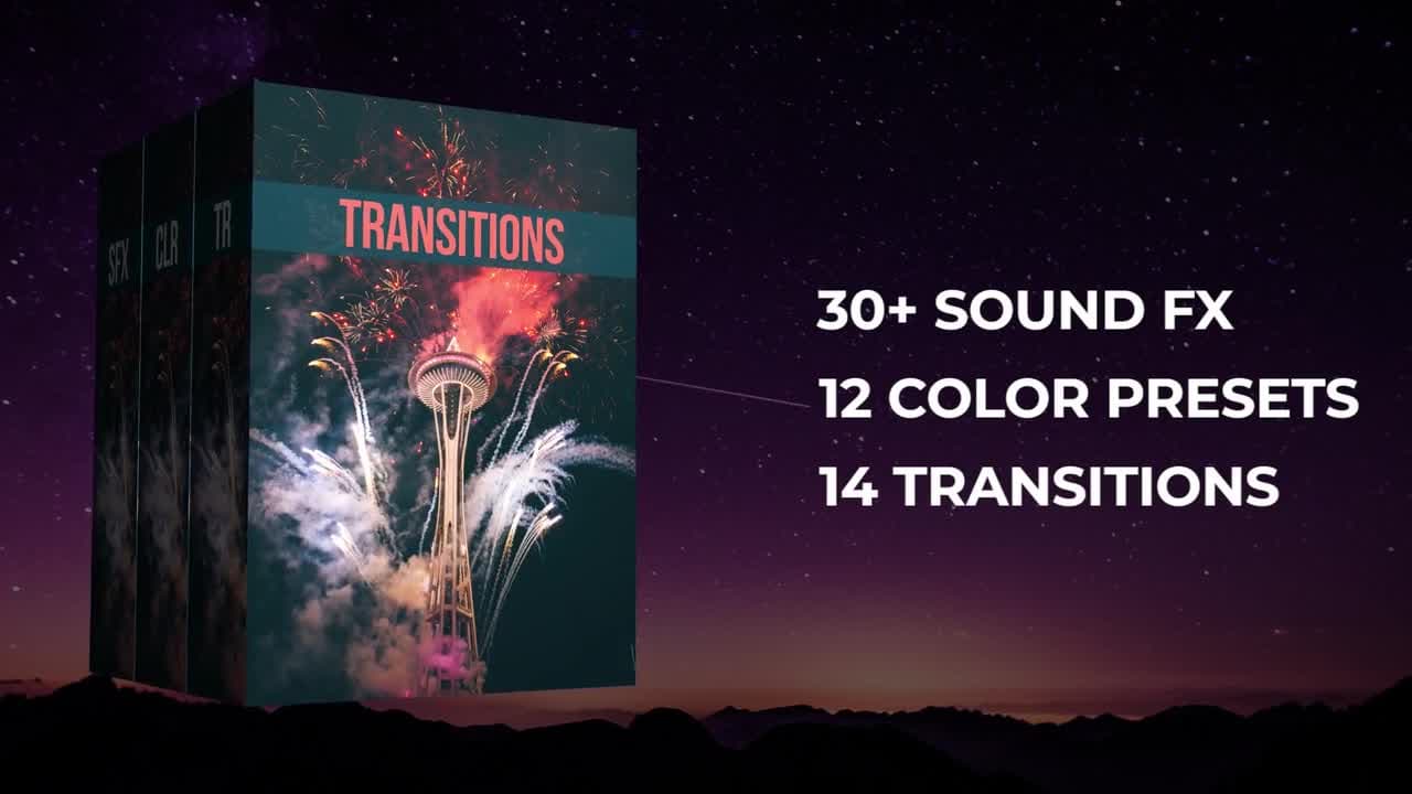 جعبه ابزار پریمیر ترانزیشن،اصلاح رنگ،افکت صوتی- 50+ Pack: Transitions, Color Presets, Sound Fx