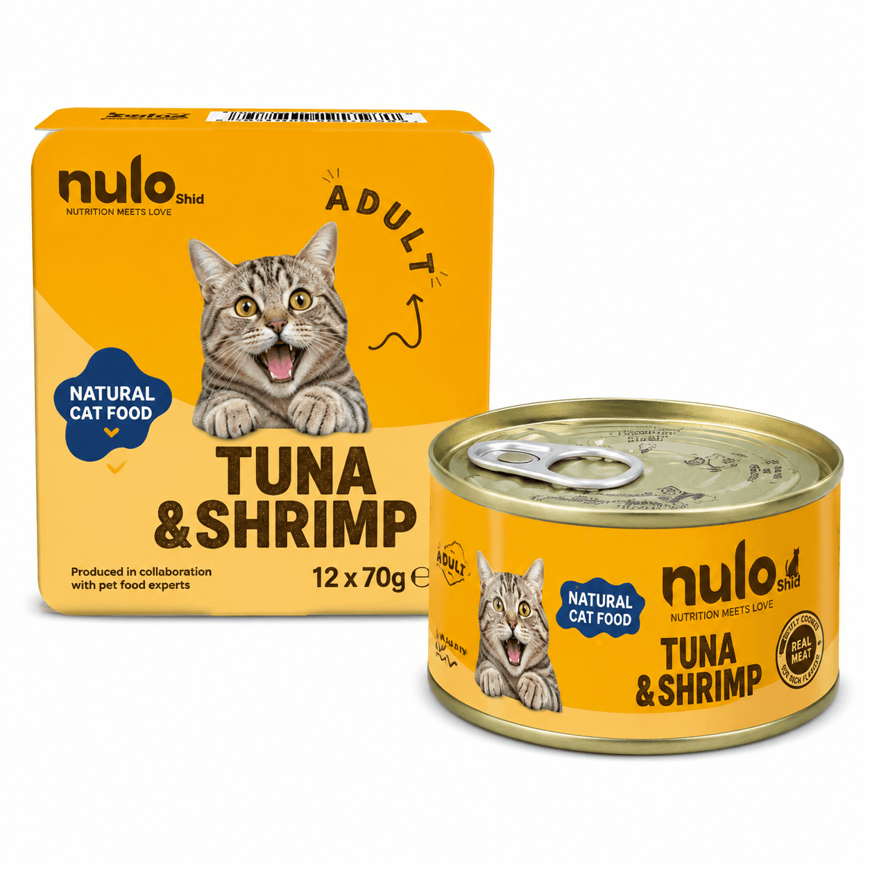 کنسرو نچرال گربه نولو طعم ماهی تن و میگو 120 گرمی | Nulo Natural Tuna & Shrimp