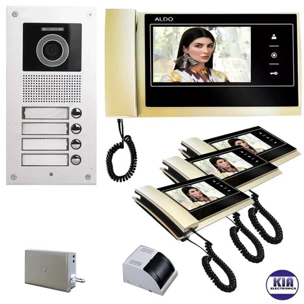 پکیج آیفون تصویری آلدو چهار واحدی مدل 727 طلایی با حافظه