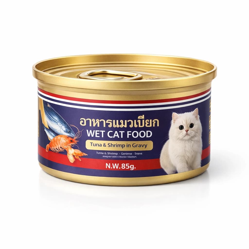 کنسرو نچرال گربه تایمهر طعم تن ماهی و میگو در سس ۸۵ گرمی | Thaimehr Natural Cat Canned Food Tuna & Shrimp in Gravy