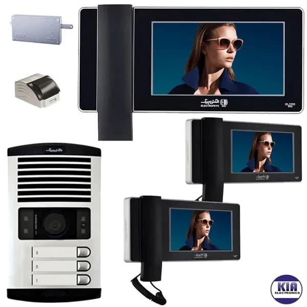 پکیج آیفون تصویری الکتروپیک سه واحدی مدل 996 مشکی