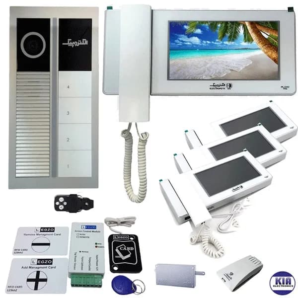 پکیج آیفون تصویری الکتروپیک 4 طبقه 996 سفید با ماژول و پنل رندا