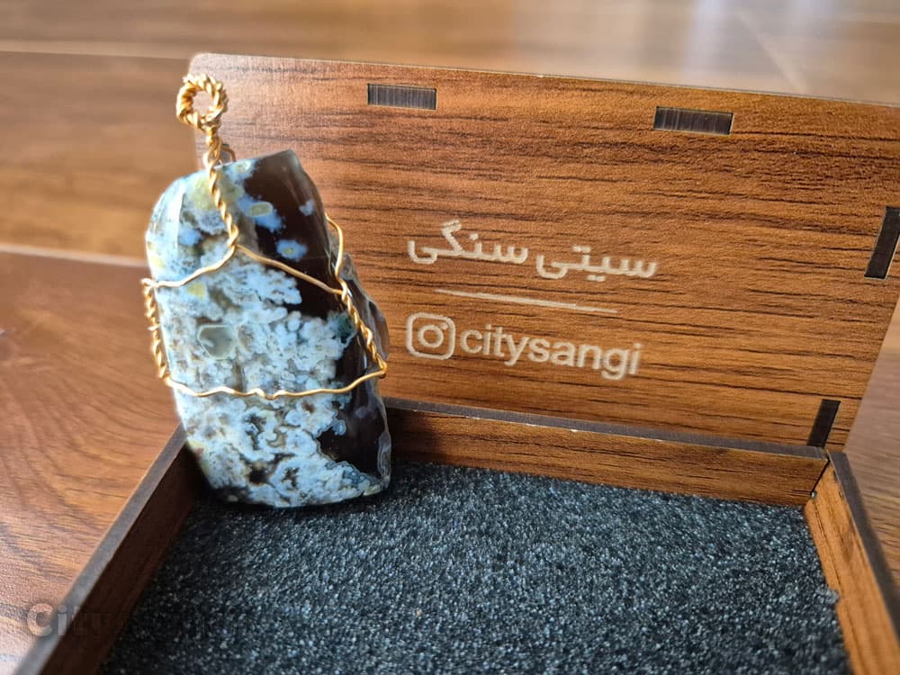 راف عقیق شجر بهاره فردوس با پولیش آینه و آویز سیمی — تصویر ۷