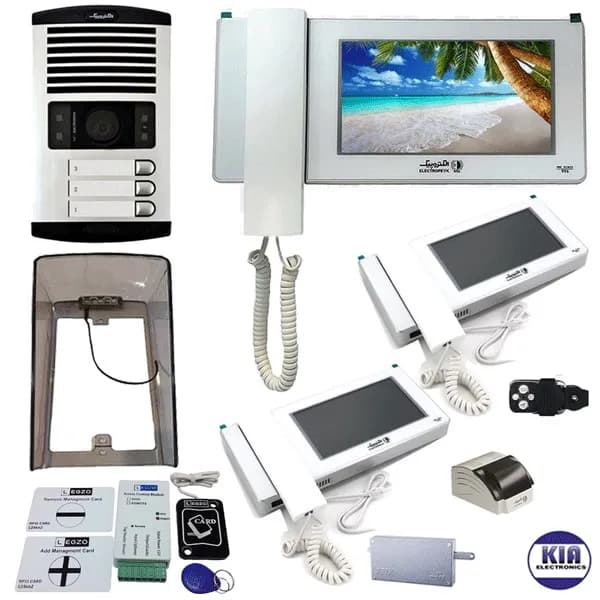 پکیج آیفون تصویری الکتروپیک سه طبقه 996 سفید با ماژول