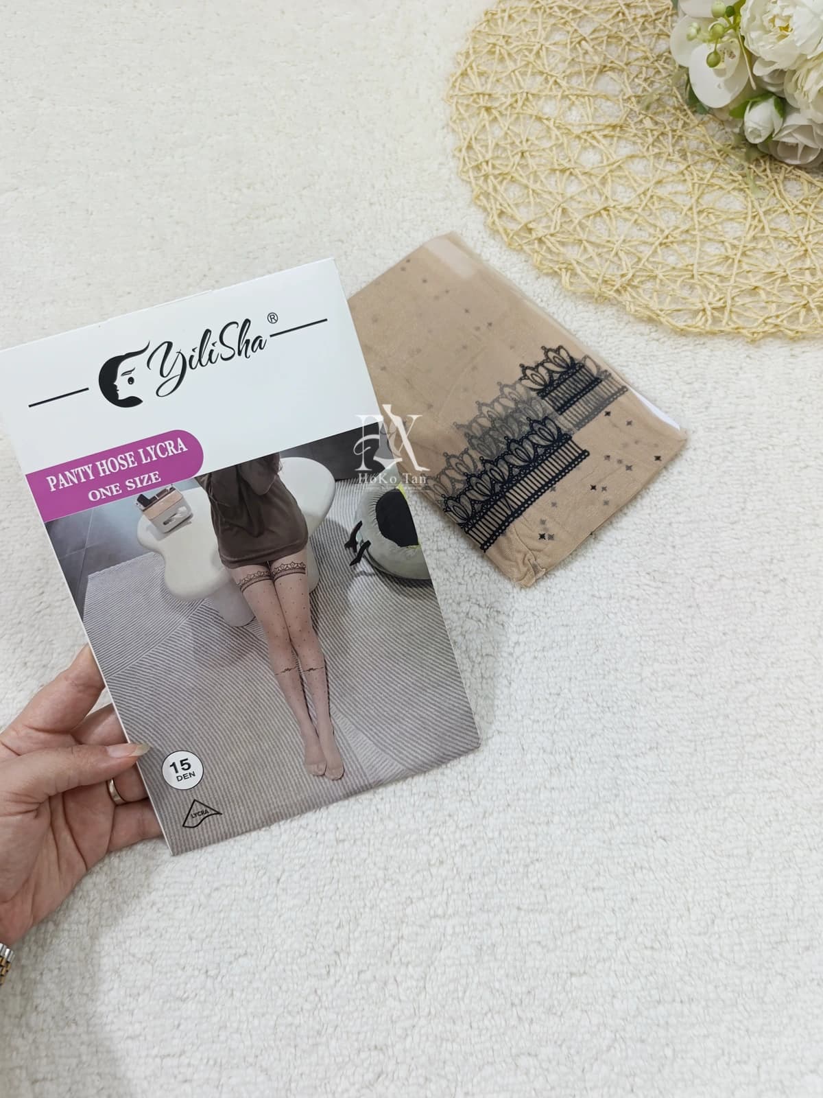 جوراب شلواری شیشه ای طرح دار کرم کد 321381