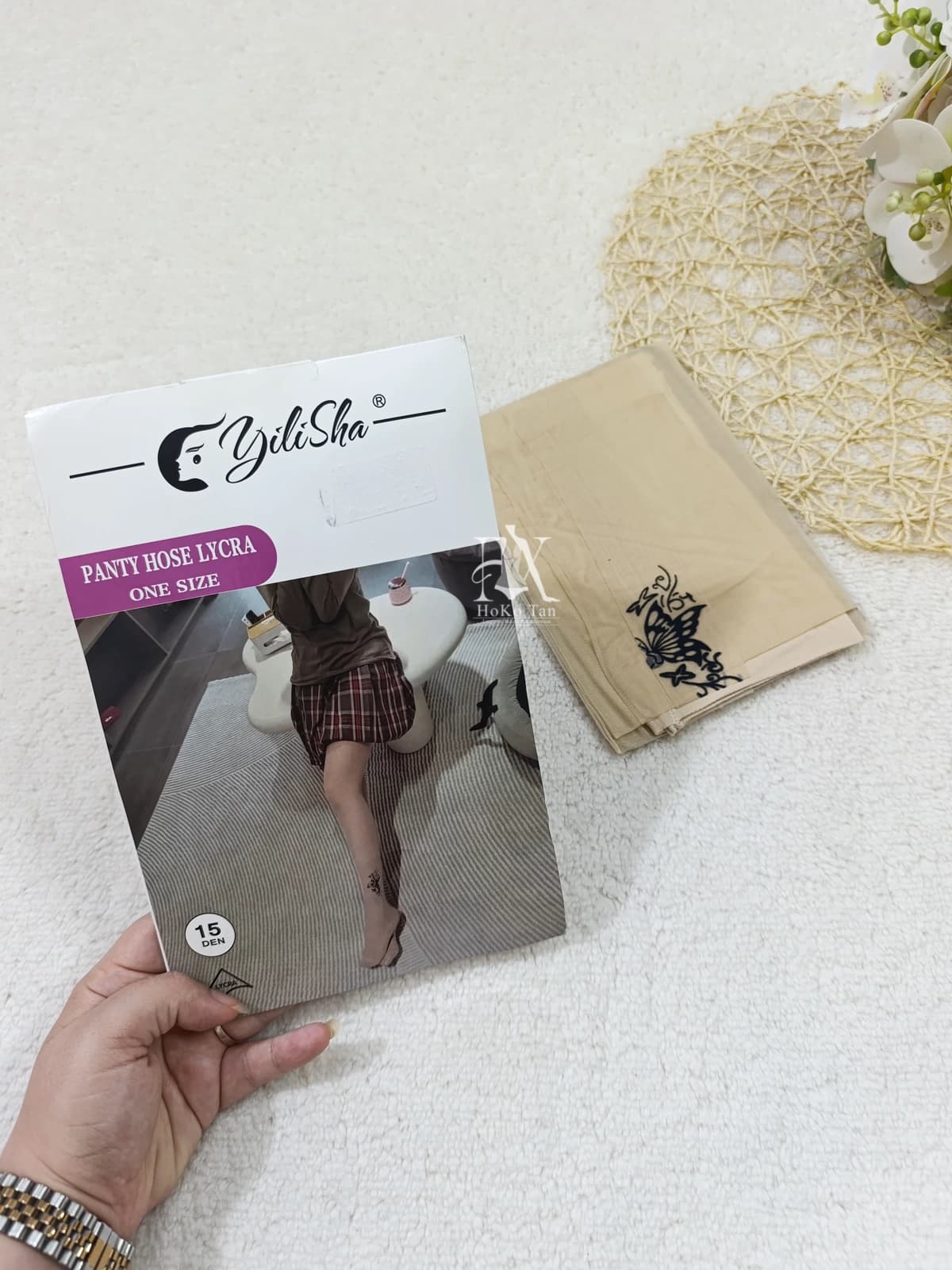 جوراب شلواری شیشه ای طرح پروانه کرم کد 321383