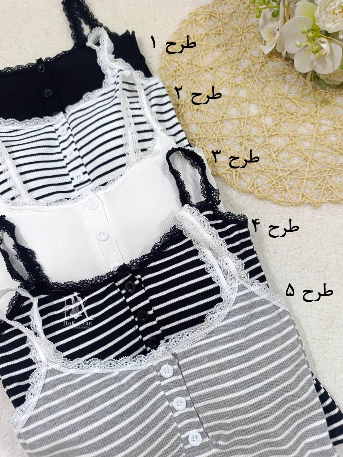 کراپ پینترستی فانتزی سه دکمه راه راه کد 6628 — تصویر ۲