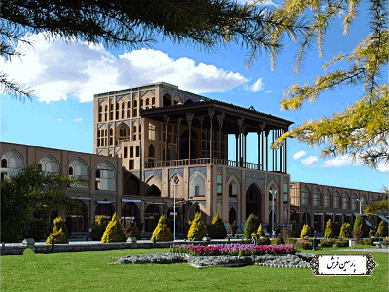 نخ و نقشه تابلو فرش عمارت عالی قاپو اصفهان – کد NV874