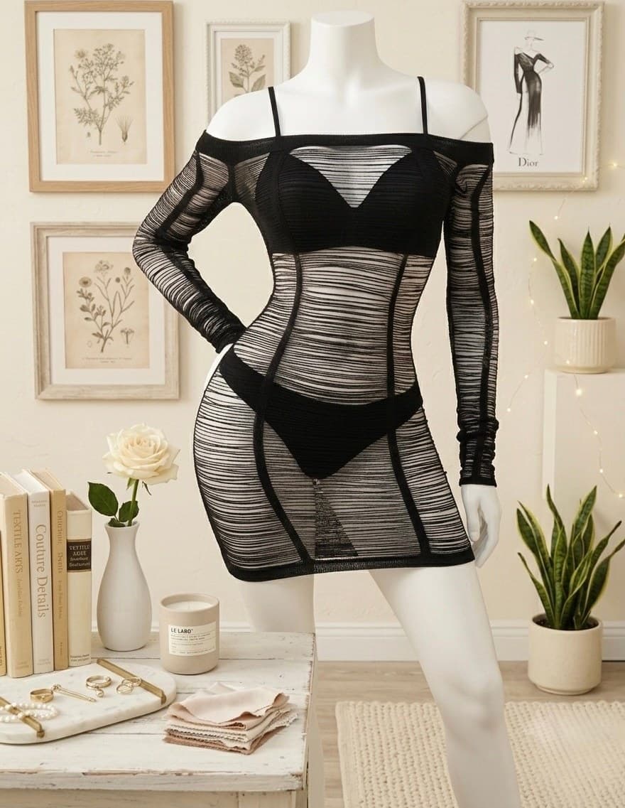 لباس خواب تونیکی فانتزی ریش ریش کد 86081 — تصویر ۲
