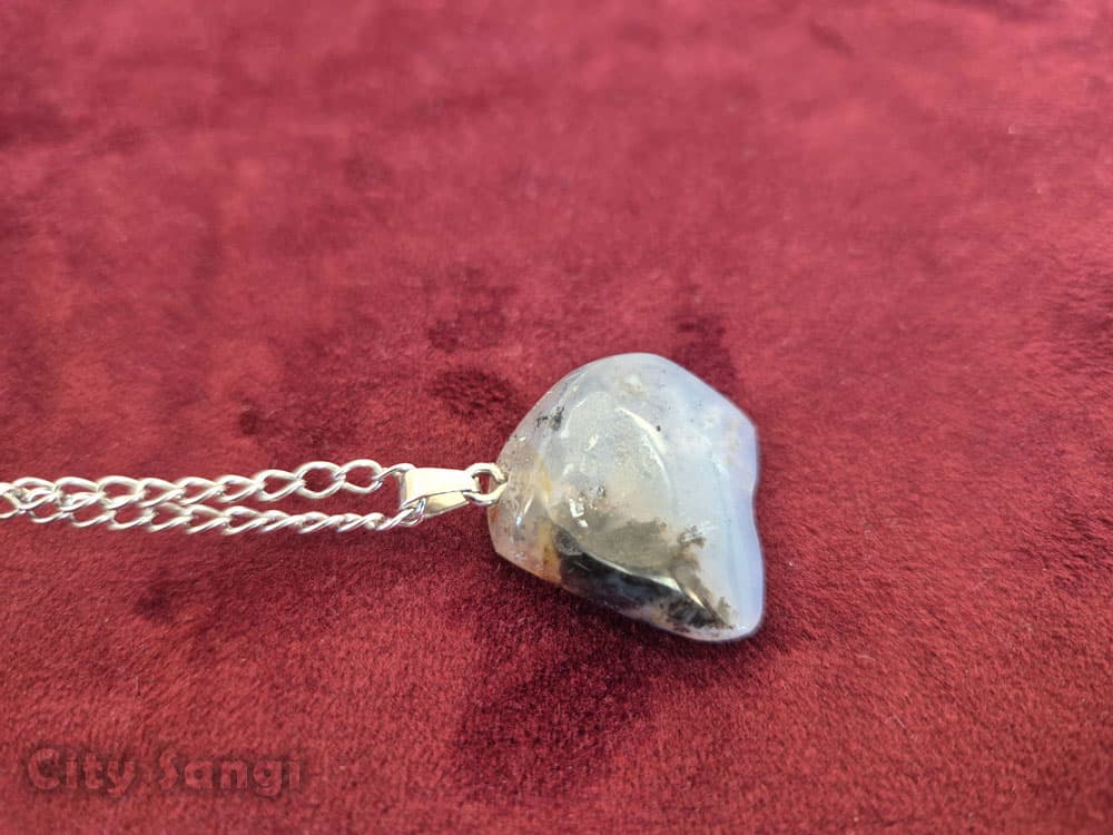 گردن بند سنگ عقیق طبیعی با زنجیر استیل رنگ ثابت — تصویر ۴