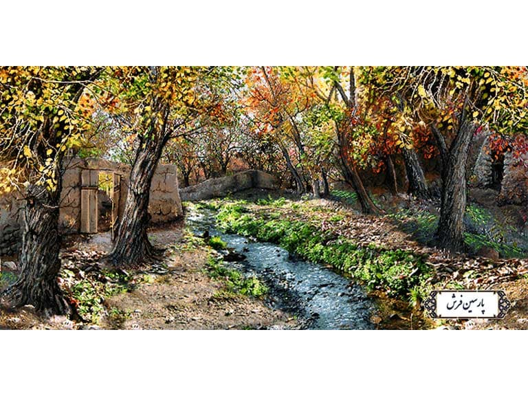 نخ و نقشه تابلو فرش پاییز در کوچه باغ – کد NV858
