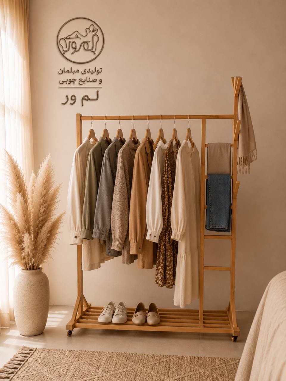 رگال لباس چوبی کم جا ایستاده - تولیدی مبلمان لم ور