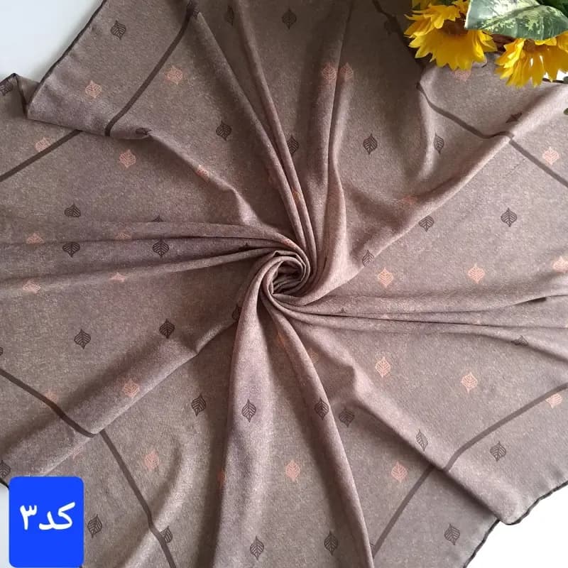 روسری نخی کشمیر قواره 140 مدل برگ دور دست دوز — تصویر ۷