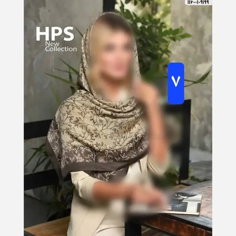 روسری نخی کشمیر قواره 120 دور دست دوز بهاره — تصویر ۵