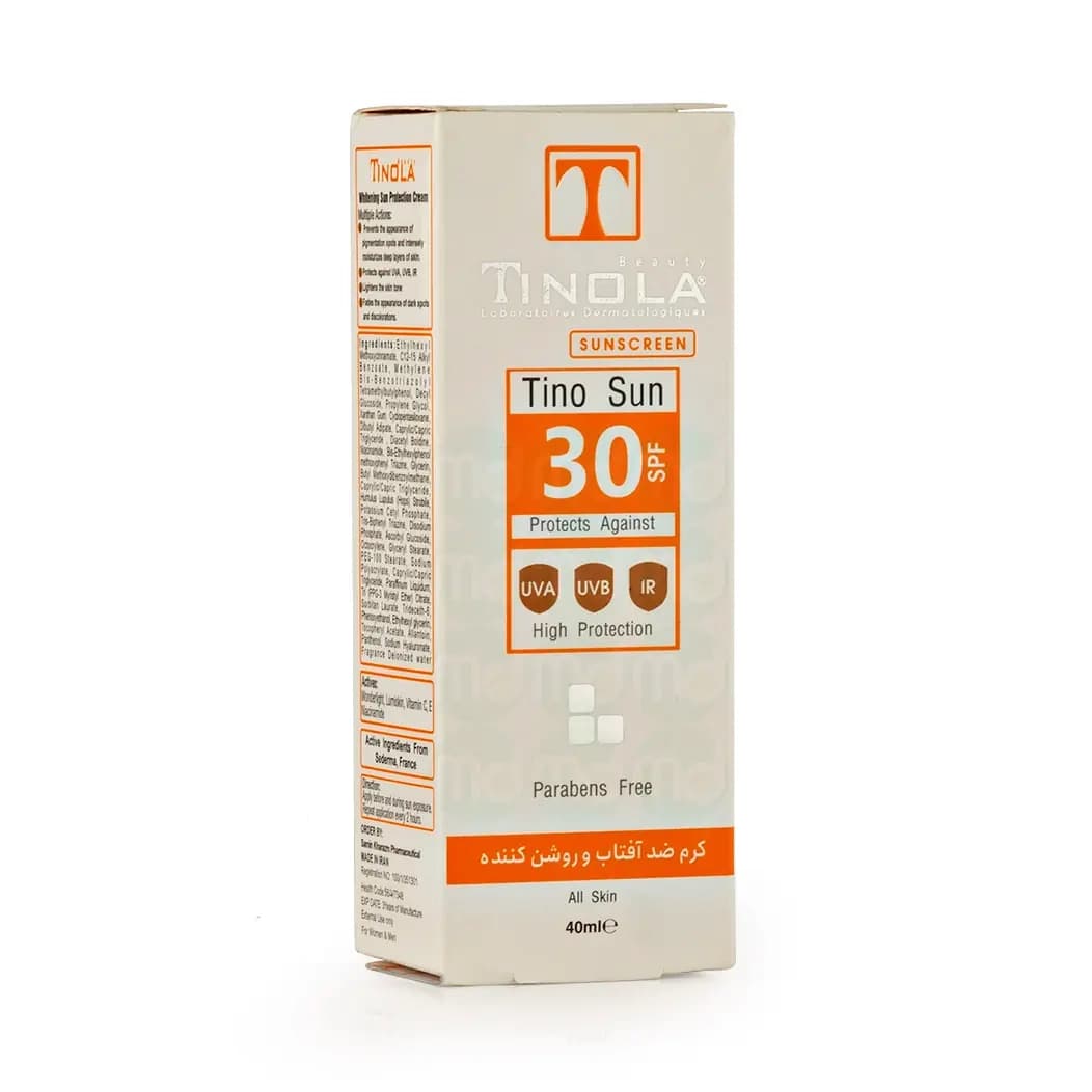 کرم ضد آفتاب و روشن‌کننده SPF30 تینولا برای انواع پوست 40 میلی‌لیتر