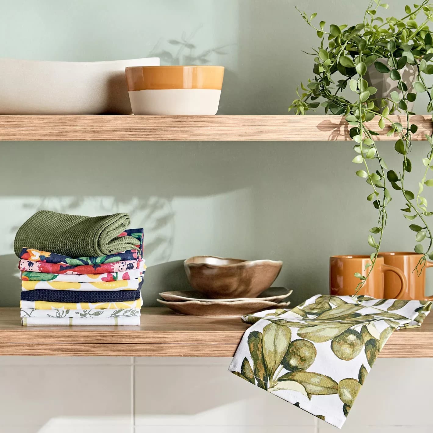 دستمال آشپزخانه هوم سنتر، مدل Olivia 2-Piece Kitchen Towel Set ، سبز/زیتون، 50×70 سانتی متر، 2 عددی — تصویر ۴