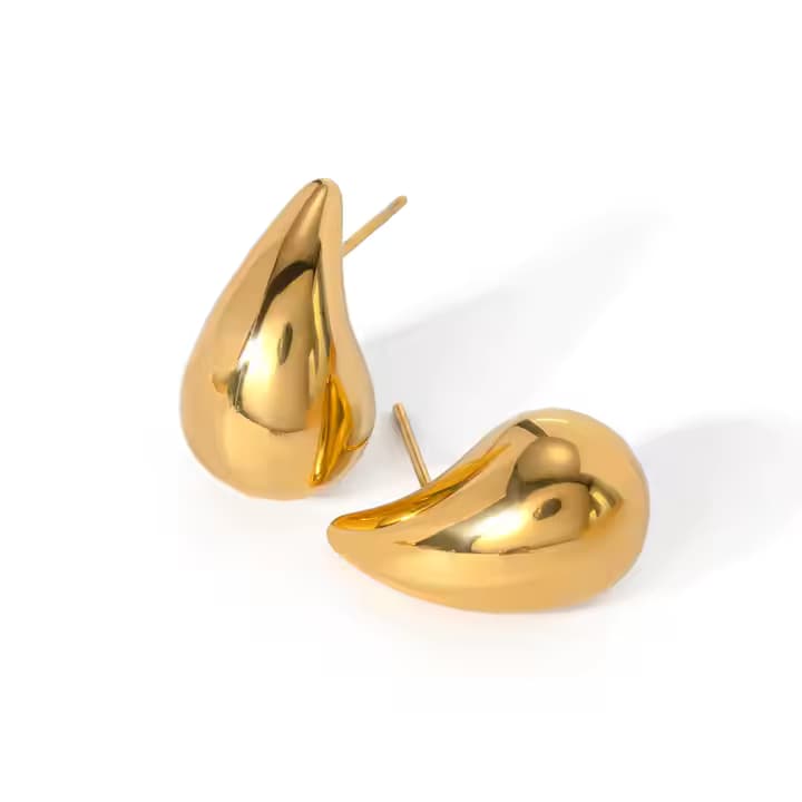 گوشواره اشکی براق کوچک روکش طلا