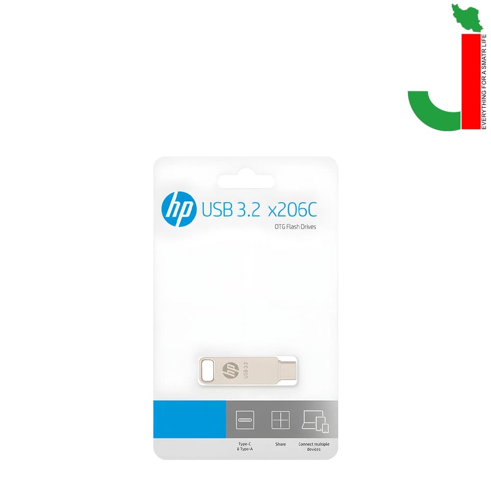 فلش اچ پی مدل X206c ظرفیت 32 گیگابایت USB3.2/ دارای OTG-TYPE C — تصویر ۲