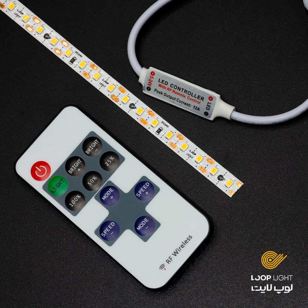 دیمر کنترلی 12-24 ولت 12 آمپر با کنترلر RF لوپ لایت