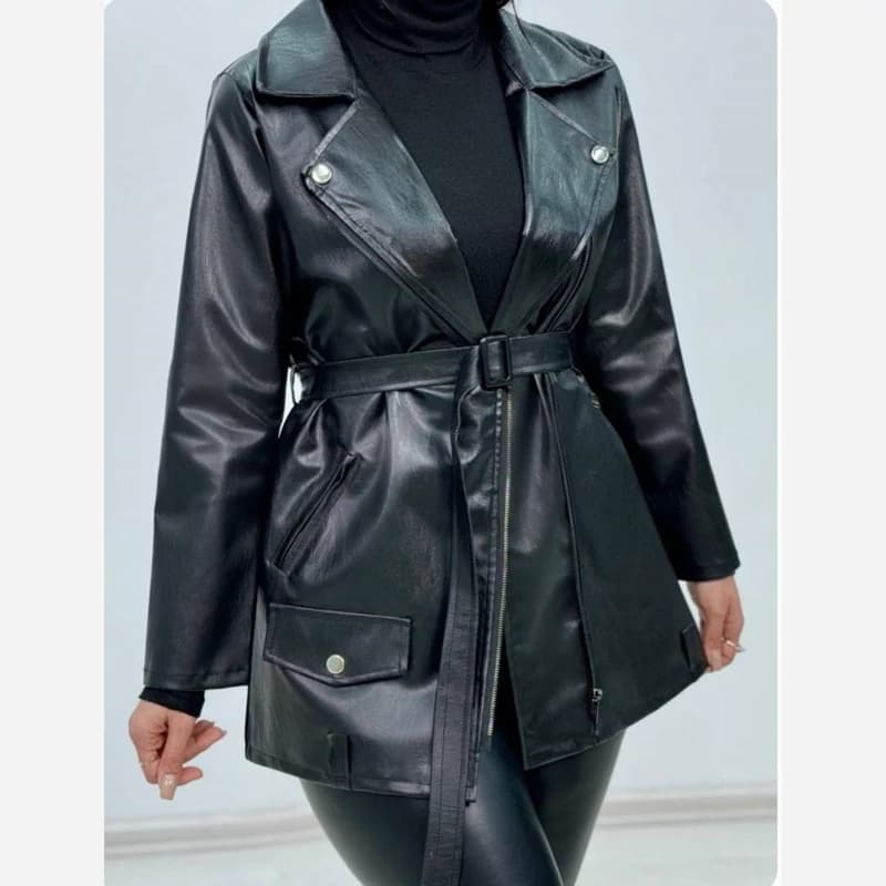 مانتو چرم زنانه و دخترانه کد 150